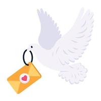 An editable flat icon of post pigeon vector