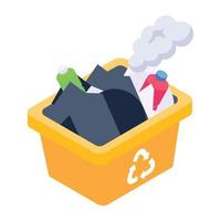 Trendy isometric icon of trash vector