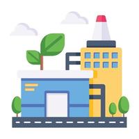 Trendy flat icon of factory vector