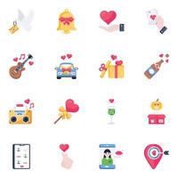 Unique Flat Icons of Valentines Day vector