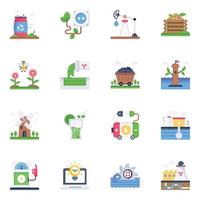 Eco Power and Agriculture Flat Icons vector