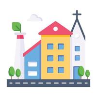 An icon of church building flat vector