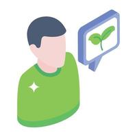 An ecologist avatar isometric icon vector