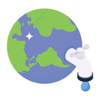 An isometric icon of a global water vector