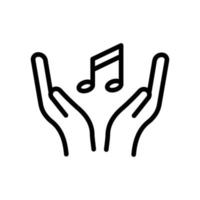 vector de icono de manos con nota. música. estilo de icono de línea. ilustración de diseño simple editable