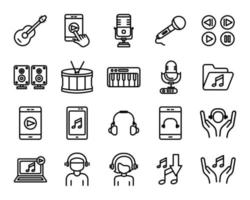 conjunto de iconos de vector de música. instrumento, tono. estilo de icono de línea. icono de aplicación de concepto móvil y diseño web. ilustración de diseño simple editable