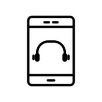 Mobile vector icon with megaphone. music, listening music. line icon style. Simple design illustration editable