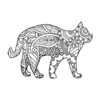 Mandala Cat Coloring Page For Kids vector