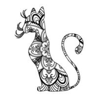 Mandala Cat Coloring Page For Kids vector