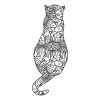 Mandala Cat Coloring Page For Kids vector