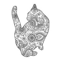 Mandala Cat Coloring Page For Kids vector