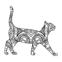 Mandala Cat Coloring Page For Kids vector