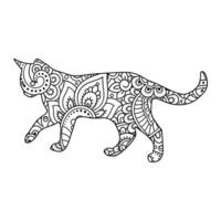 Mandala Cat Coloring Page For Kids vector