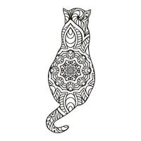 Mandala Cat Coloring Page For Kids vector