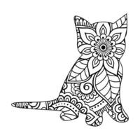 Mandala Cat Coloring Page For Kids vector