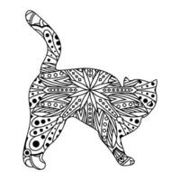 gato mandala página para colorear para niños vector