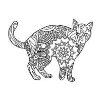 Mandala Cat Coloring Page For Kids vector