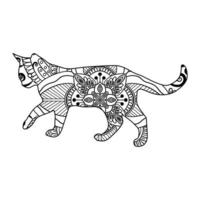 Mandala Cat Coloring Page For Kids vector