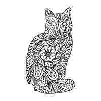 Mandala Cat Coloring Page For Kids vector