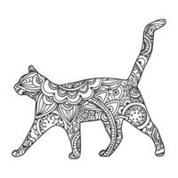 Mandala Cat Coloring Page For Kids vector