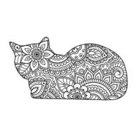 Mandala Cat Coloring Page For Kids vector