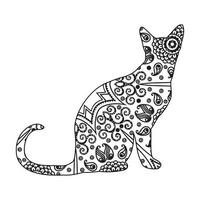 gato mandala página para colorear para niños vector