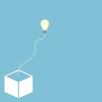 The light of idea floating out from minimal box, think outside the box difference concept. vector