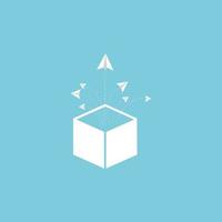 The white paper planes flying out of the box, think difference creative concept. vector