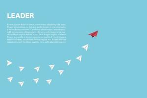 The red paper plane lead white paper planes, leader concept. vector