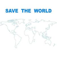 Save the world outline map. vector