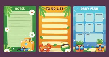 Cute Summer Holiday Journal Template Collection vector