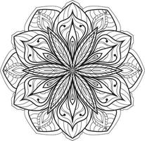 Flower Mandala in black and white background Free Vector