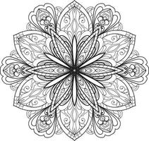 flor mandala en fondo blanco y negro vector libre