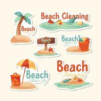 Beach Cleaning Doodle Hand Drawn Sticker Collection vector