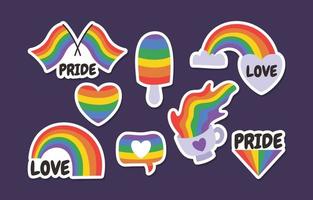 Pride Month Colorful Rainbow Sticker Collection vector