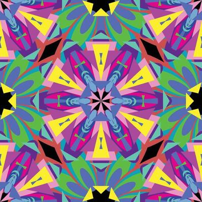 Fractal kaleidoscope Bright Neon Color Pattern Background