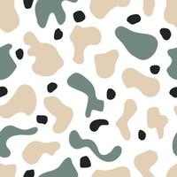 White seamless modern pattern with green abstract spots. Minimalist repeating print flat for printing on fabric, wallpaper and packaging. vector