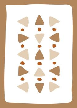 cartel abstracto en estilo boho moderno plano con triángulos. postal contemporánea sobre fondo beige con blob y drop. ilustración vectorial en tarjeta de felicitación vector