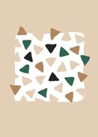 Abstract poster in boho modern style flat with triangles. Contemporary postcard on beige background with blob and drop. Vector illustration on greeting card