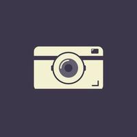 Vintage camera logo icon on purple background. vector