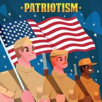 los soldados celebran el día del patriotismo vector