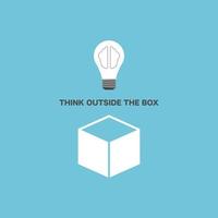 The light bulb float out of the minimalist box, think outside the box concept. vector