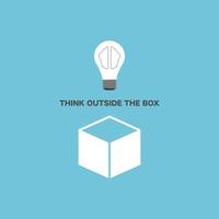 The light bulb float out of the minimalist box, think outside the box concept. vector