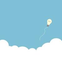 Idea in a light bulb floating to the sky, vector and illustration.