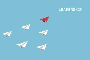 The red paper flying lead to the sky, leader business concept. vector