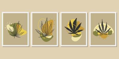 set of leaf abstract design templates. abstract marijuana leaf, wall painting, decoration needs, web design element. vector illustration