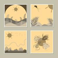 Abstract trendy template with floral elements and natural scenery. Great for decoration, social media, mobile apps, banner design and web internet advertising and vector fashion backgrounds.