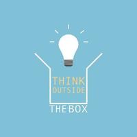 The light of idea float out from minimal box, think outside the box concept. vector