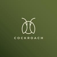 icono de logotipo de cucaracha de línea mono de lujo simple y abstracto vector