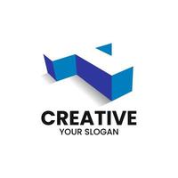 Letter T 3d negative space creative logo design vector